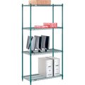 Nexel Poly-Green, 4 Tier, Wire Shelving Starter Unit, 36W x 14D x 74H 14367G